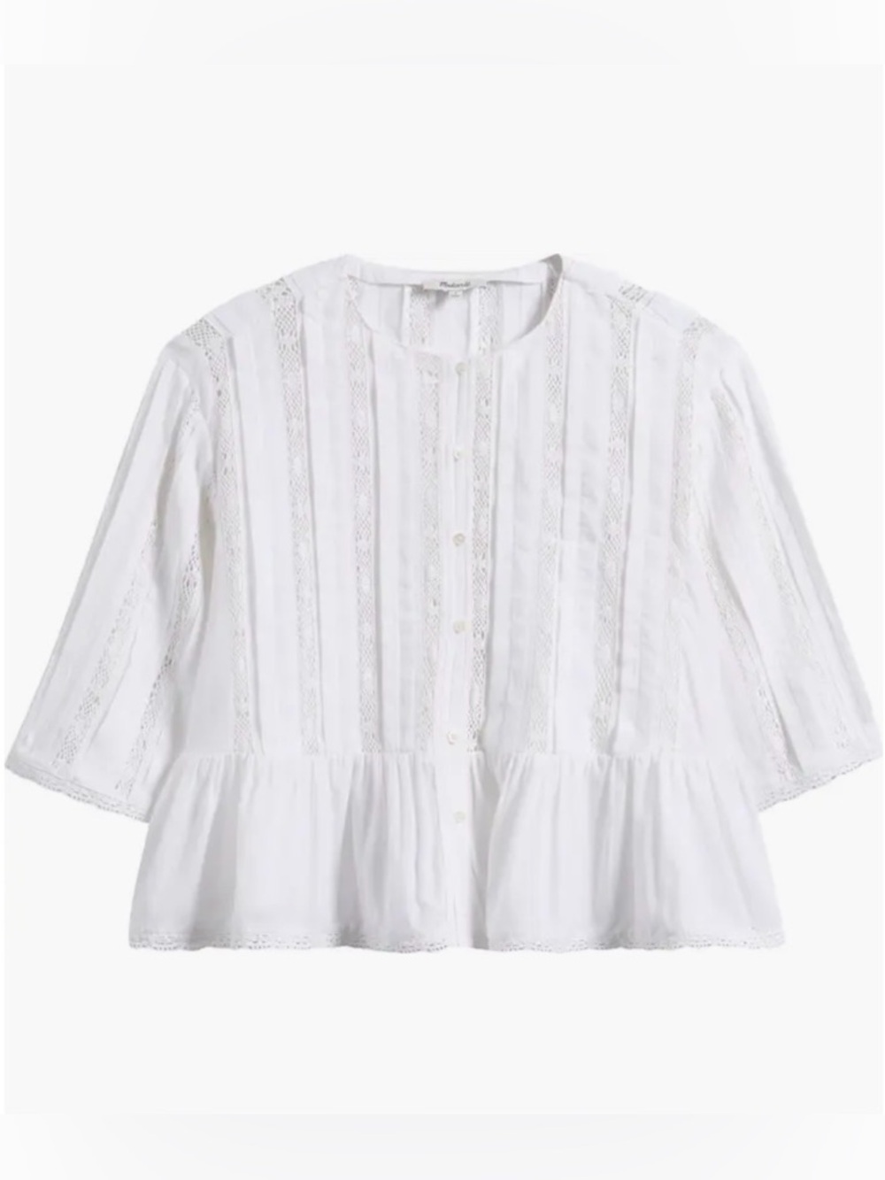 Madewell Bobbi Lace Trim Peplum Top Size L